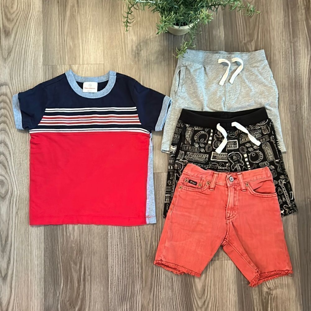 ((4 PIECE)) BOYS SUMMER BUNDLE POLO, GAP AND HANNA ANDERSSON SIZE 4